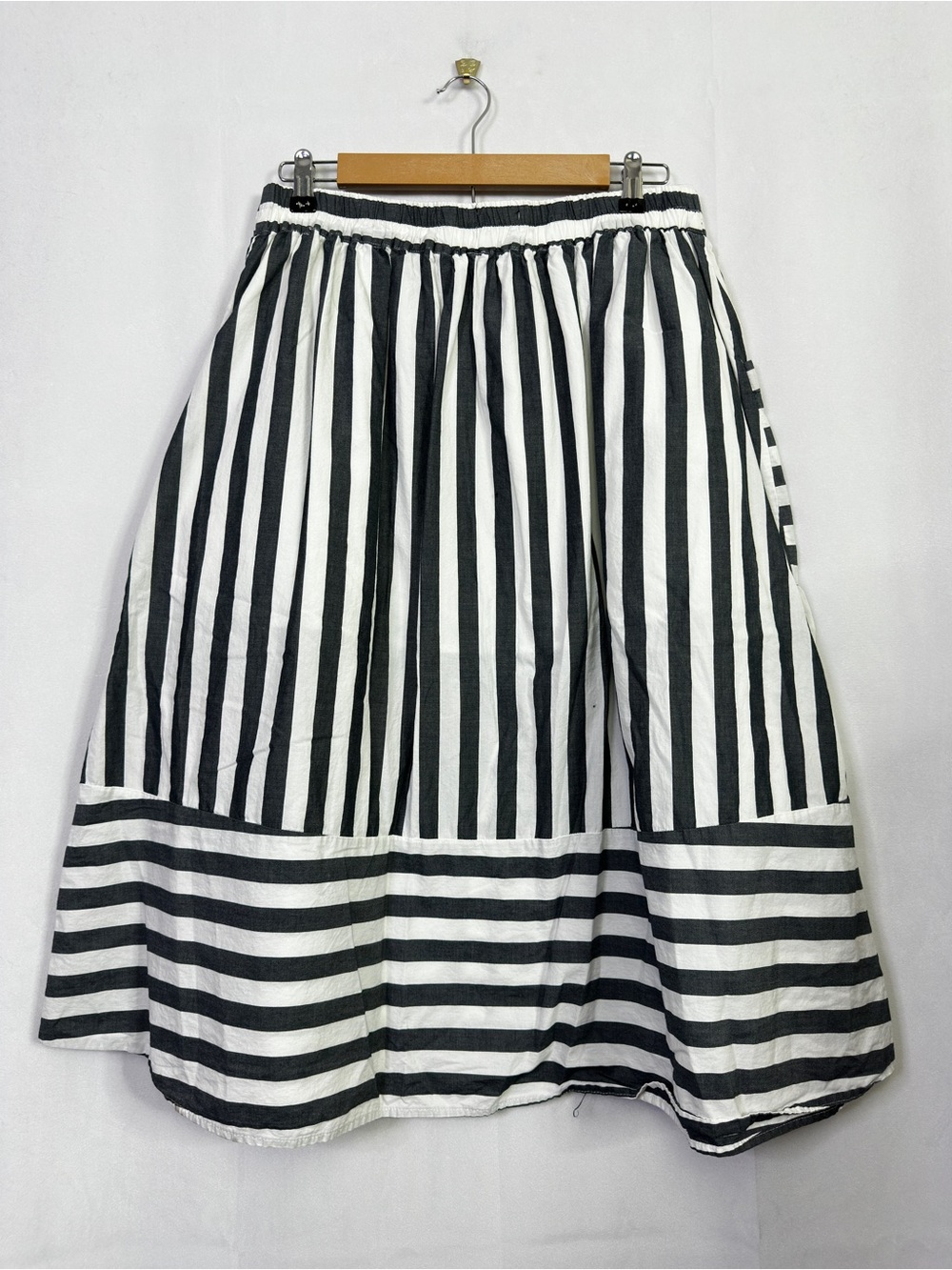 Who What Wear Striped Midi Skirt Pleated Ruffle Pockets Button Fly Beach 12 - Picture 10 of 11